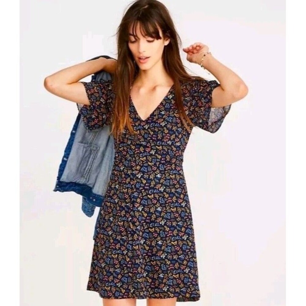 Madewell Floral Mini Dress - Navy and Multicolor